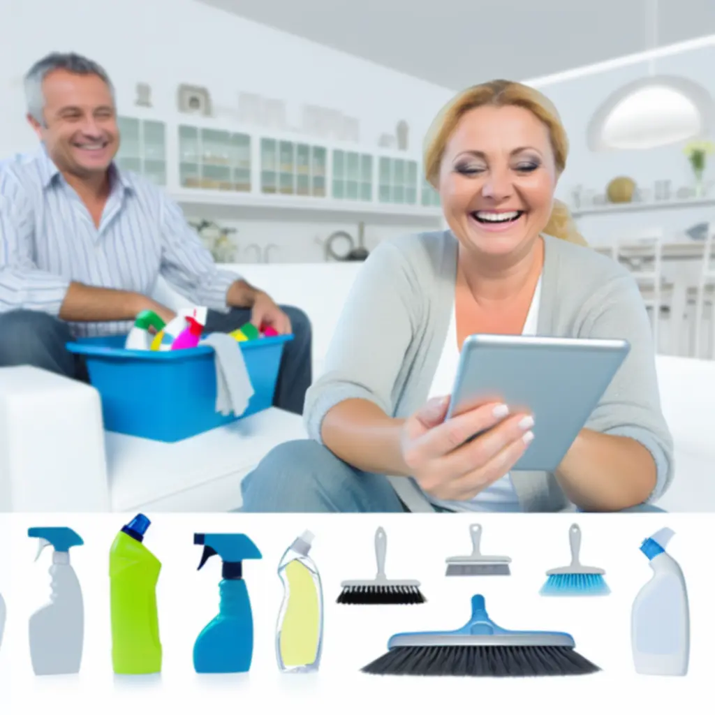 Rodzina ciesząca się czystym i uporządkowanym domem