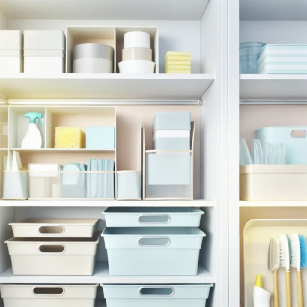 Szafka domowa z uporządkowanymi organizerami