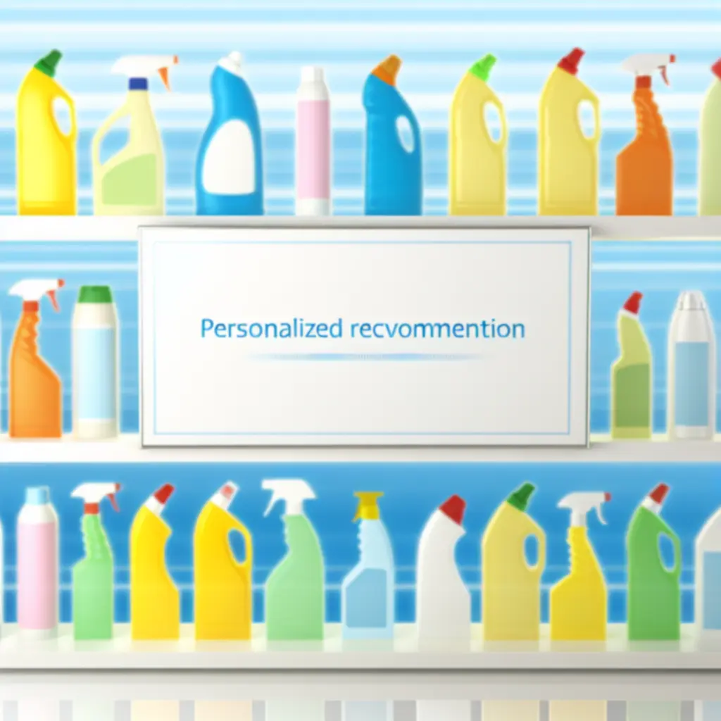 Półka z polecanymi, dopasowanymi produktami do sprzątania