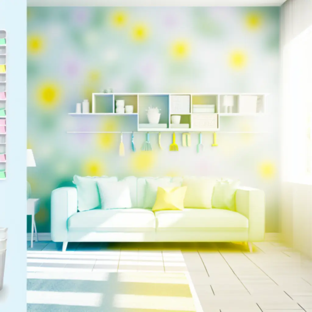 Nowoczesne, czyste wnętrze domu z produktami do sprzątania CleanHomePL